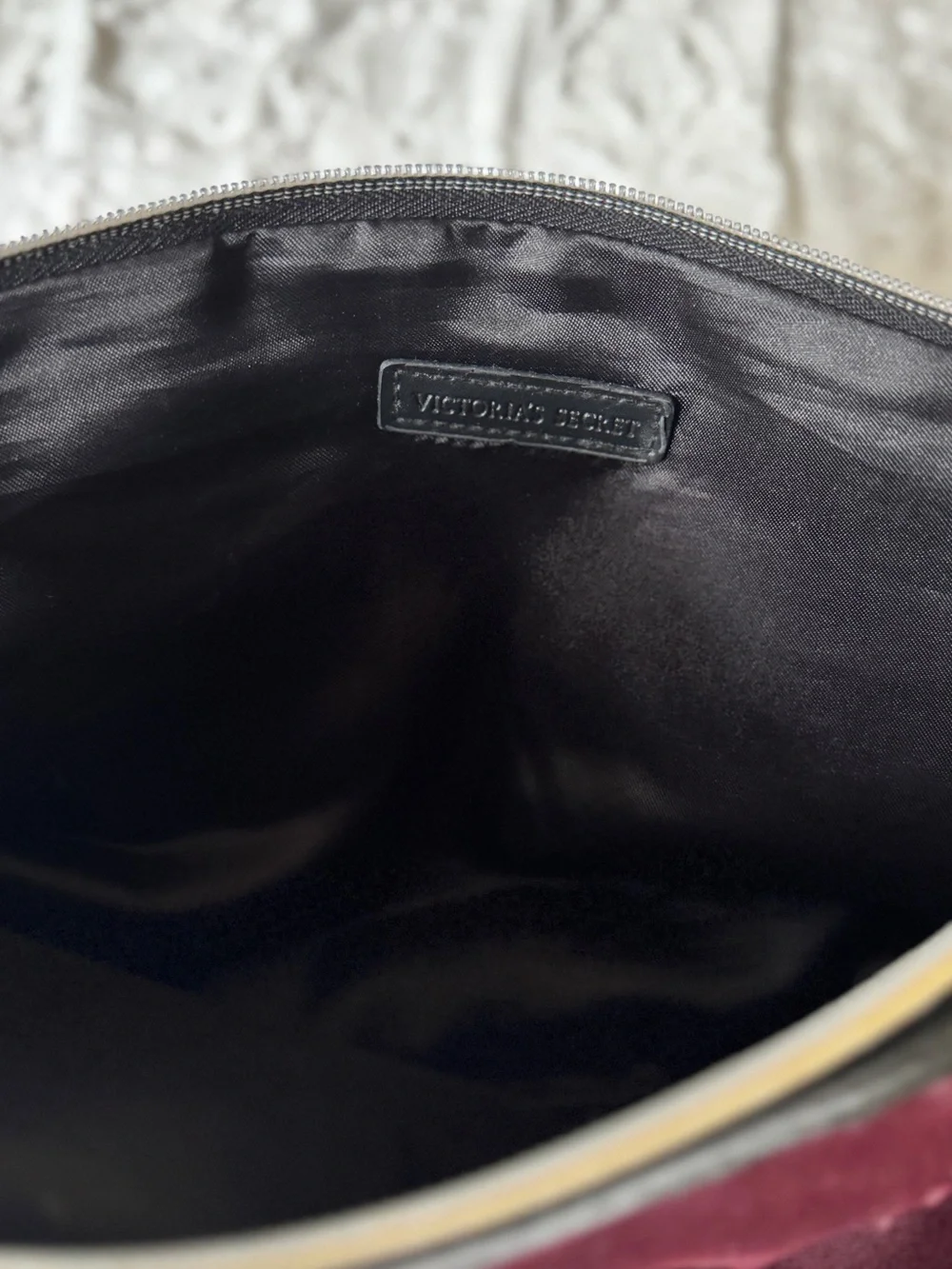 Victoria's Secret Burgundy Satchel with Black Handles